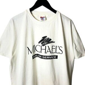 Michael's Salon Service T Shirt Vintage 90s White Large L Graphic Tee